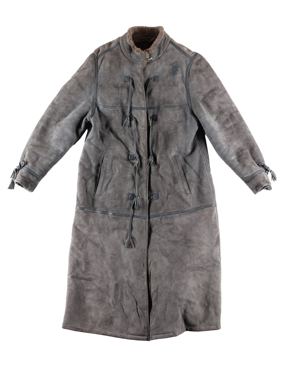 Vintage 80's Women Sheepskin Coat in GrayMN507