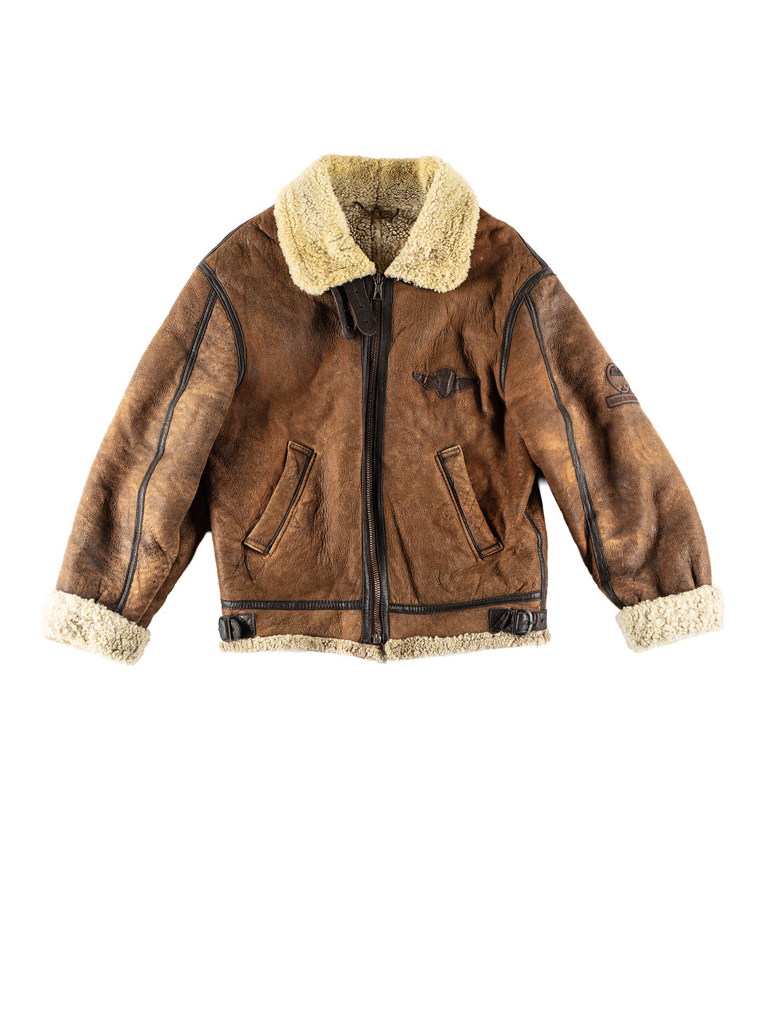 Vintage 80's Men Sheepskin Jacket in BrownVN782