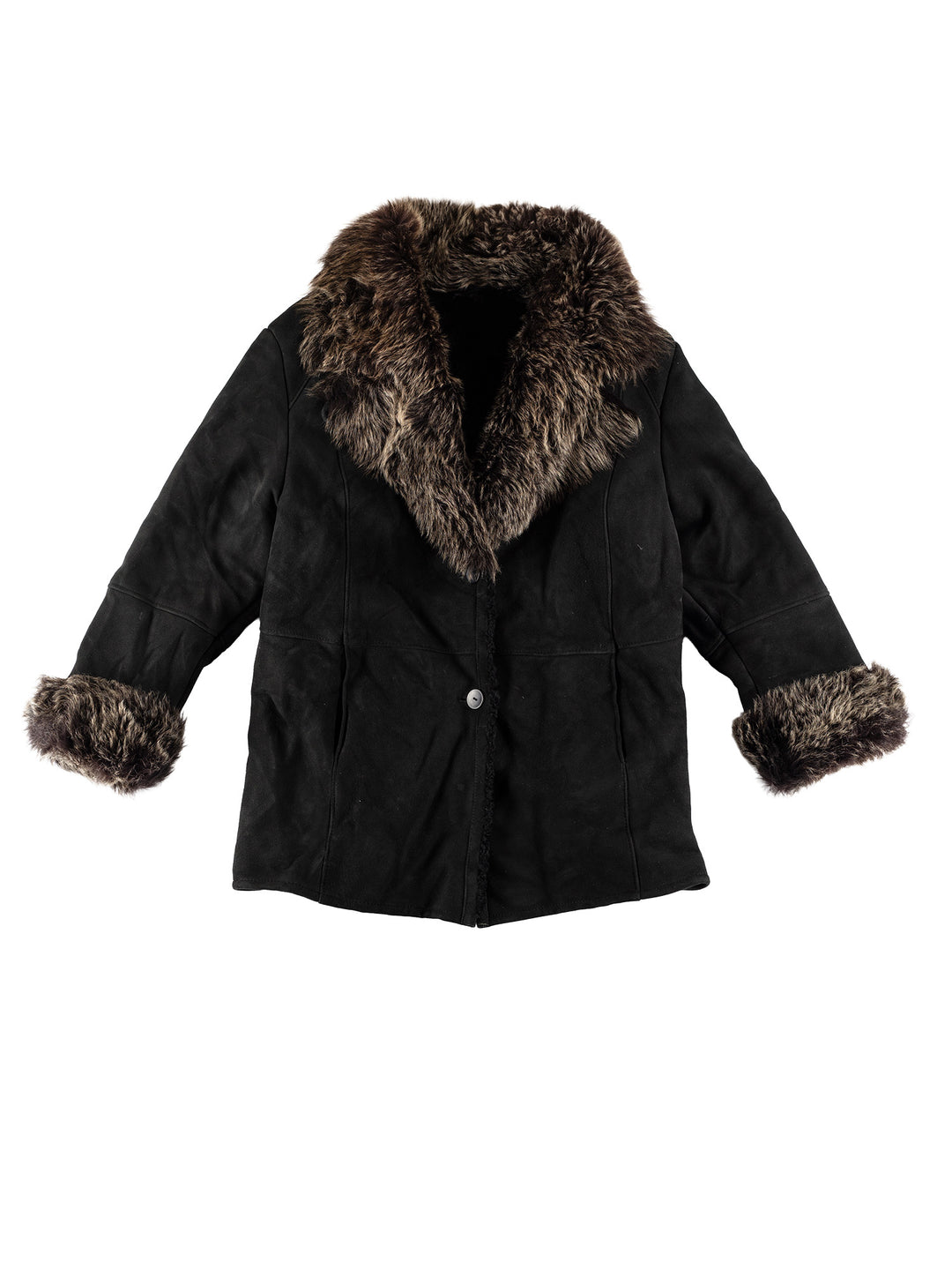 Vintage 70's Women Sheepskin Coat in BlackMN753