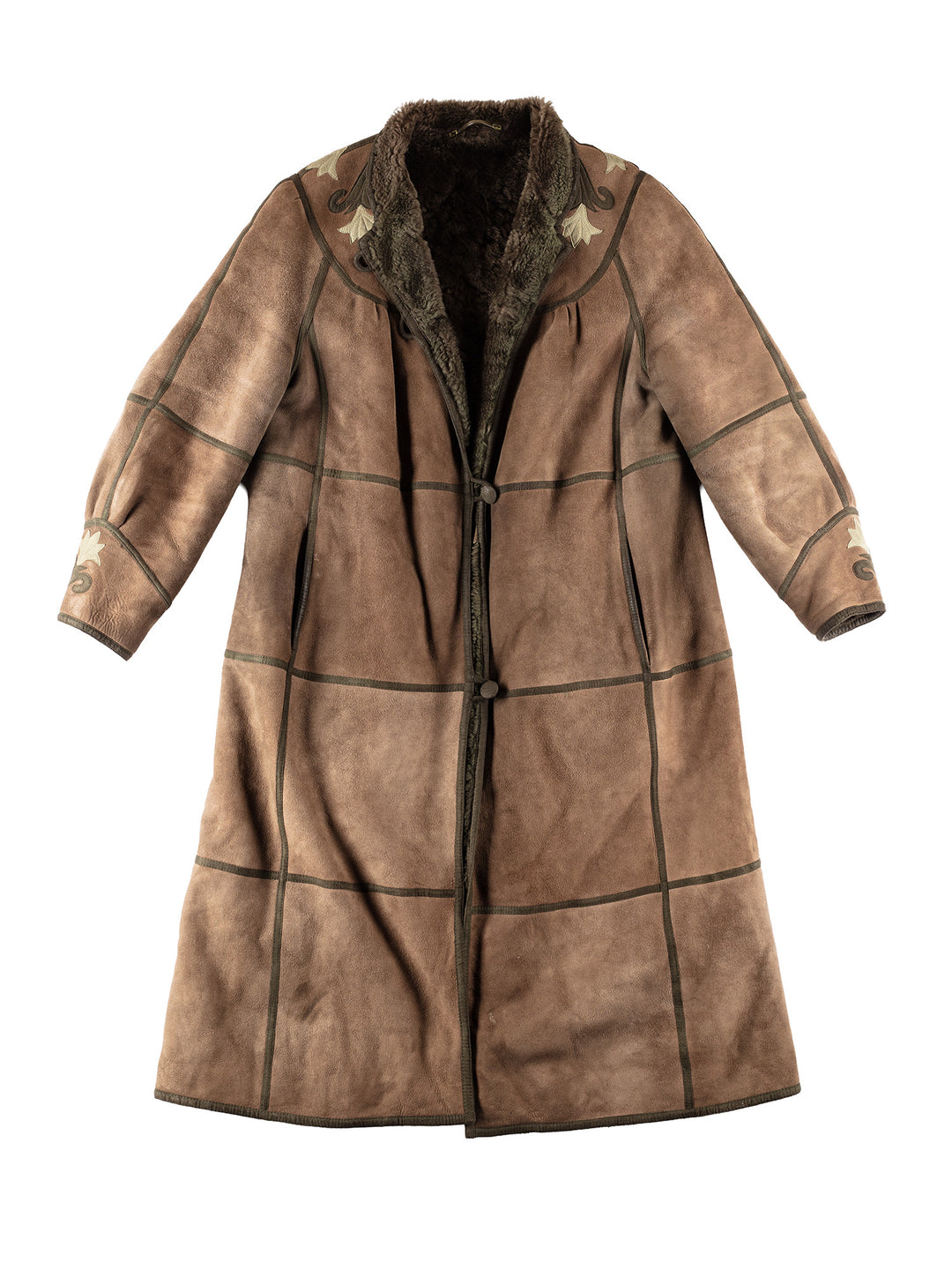 Vintage 80's Women Sheepskin Coat in KhakiMN336