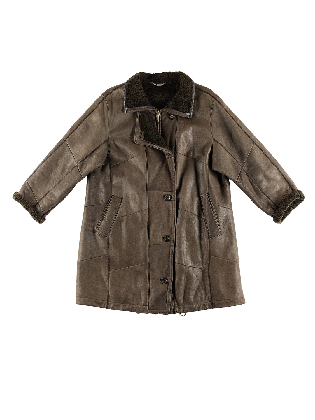 Vintage 80's Women Sheepskin Coat in GreenMN388