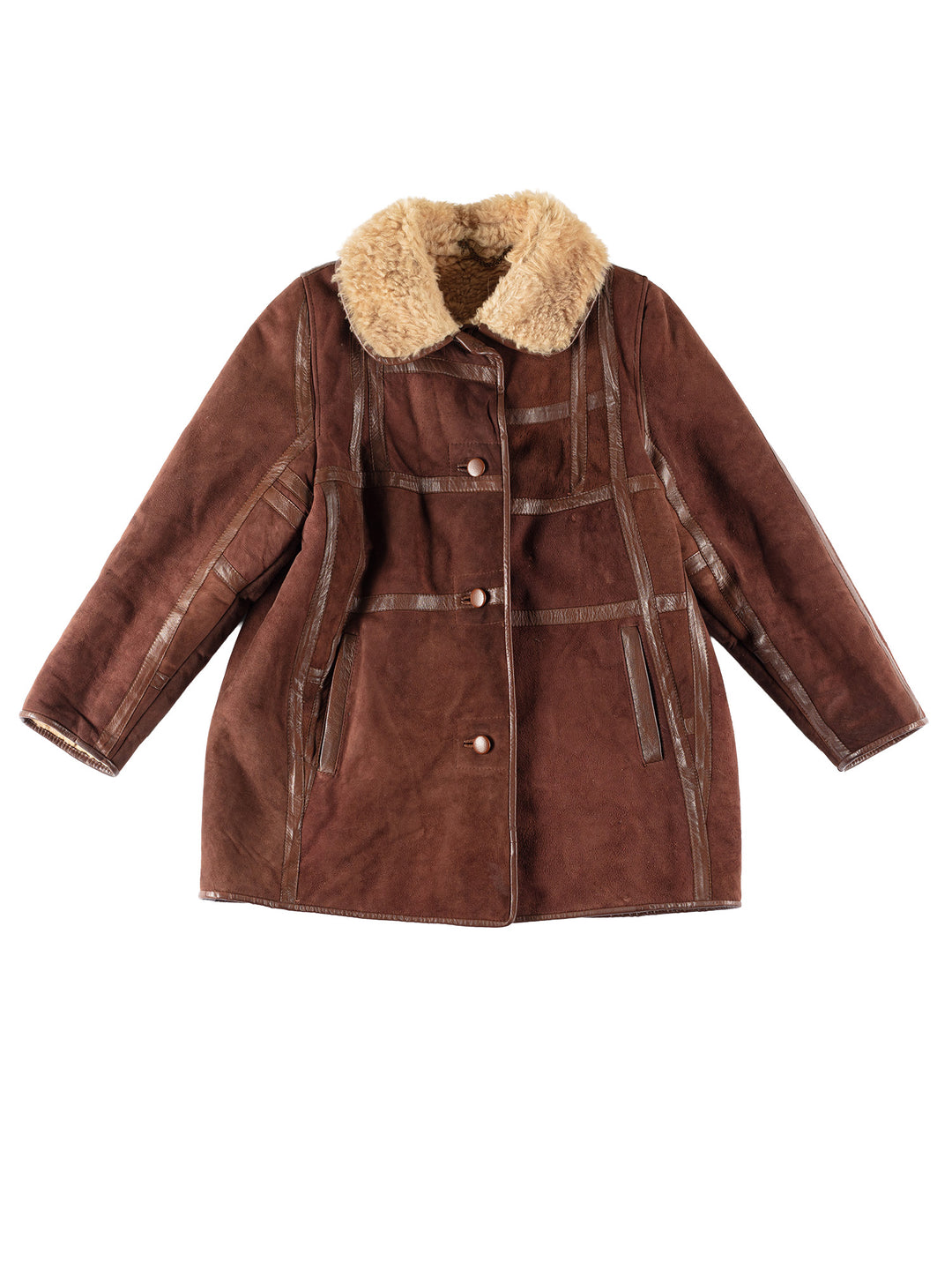 Vintage 80's Women Sheepskin Coat in BrownMN770