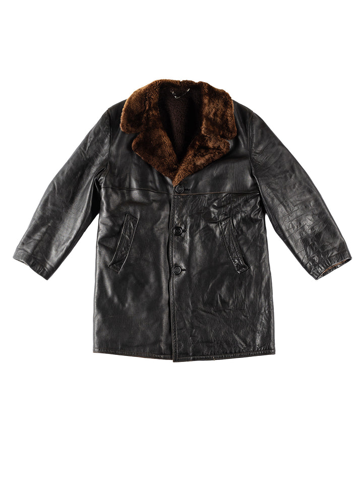 Vintage 80's Men Leather Coat in BlackVN360