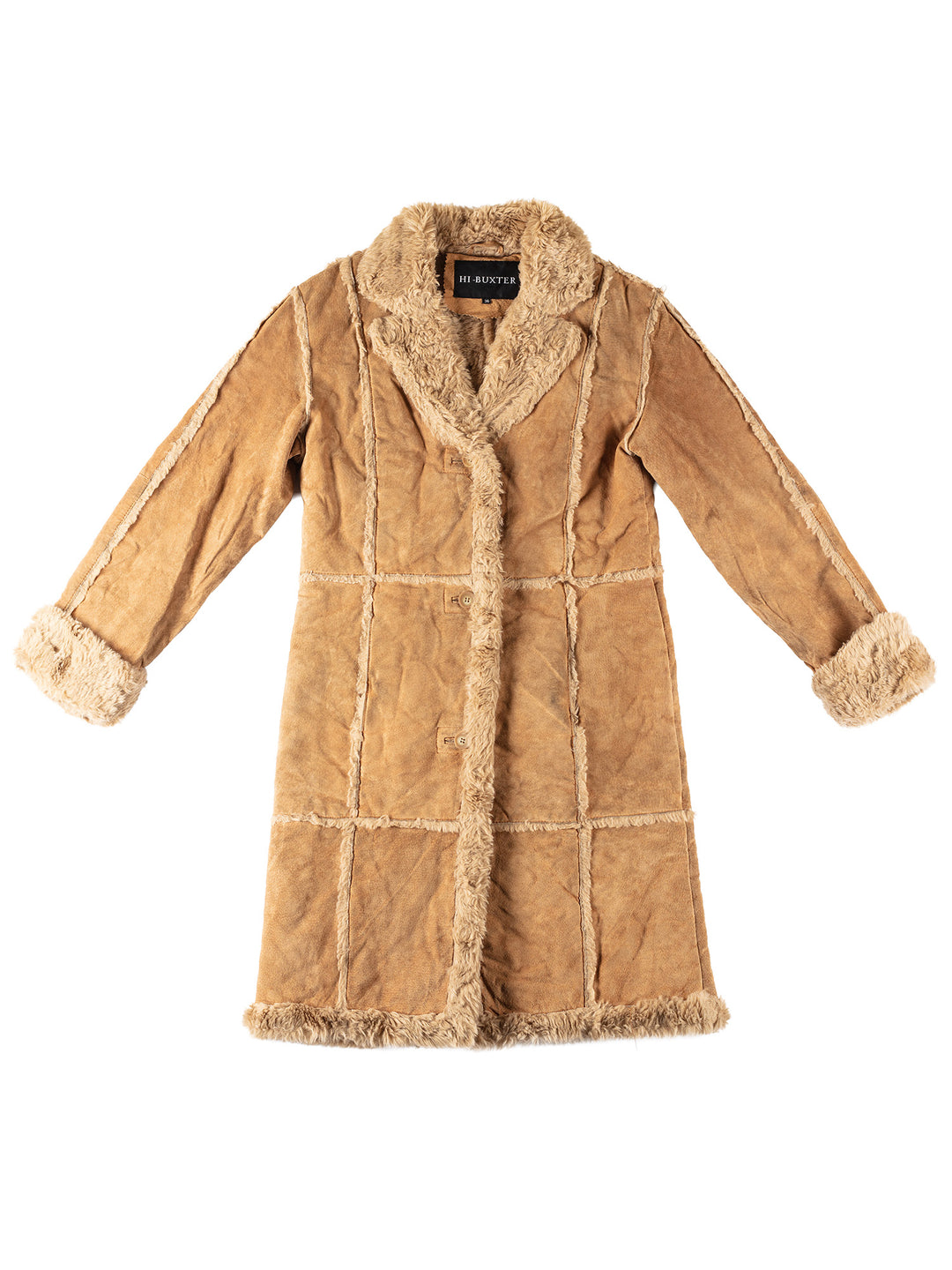 Vintage 80's Women Faux Sheepskin Coat in BrownMN363