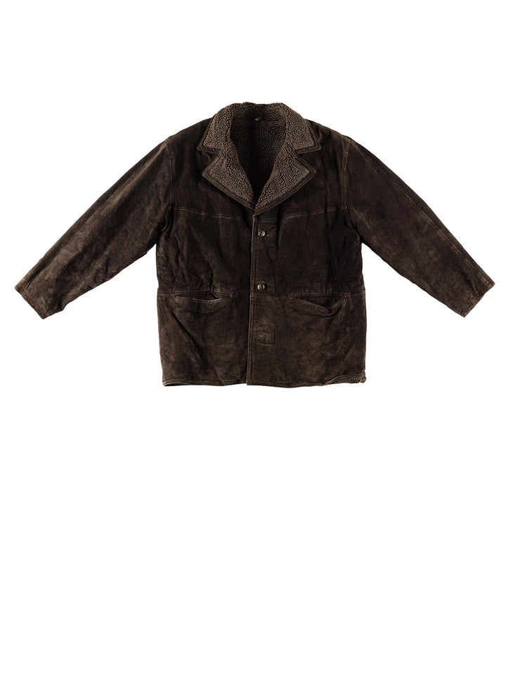 Vintage 80's Men Faux Sheepskin Coat in BrownVN644