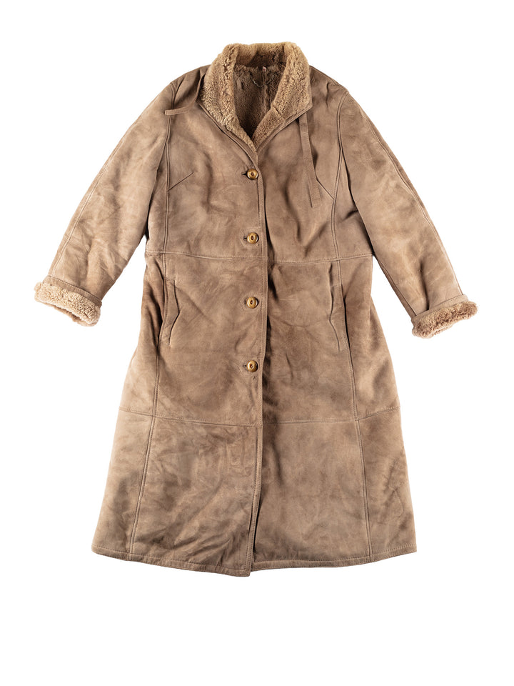 Vintage 80's Women Sheepskin Coat in BeigeMN641