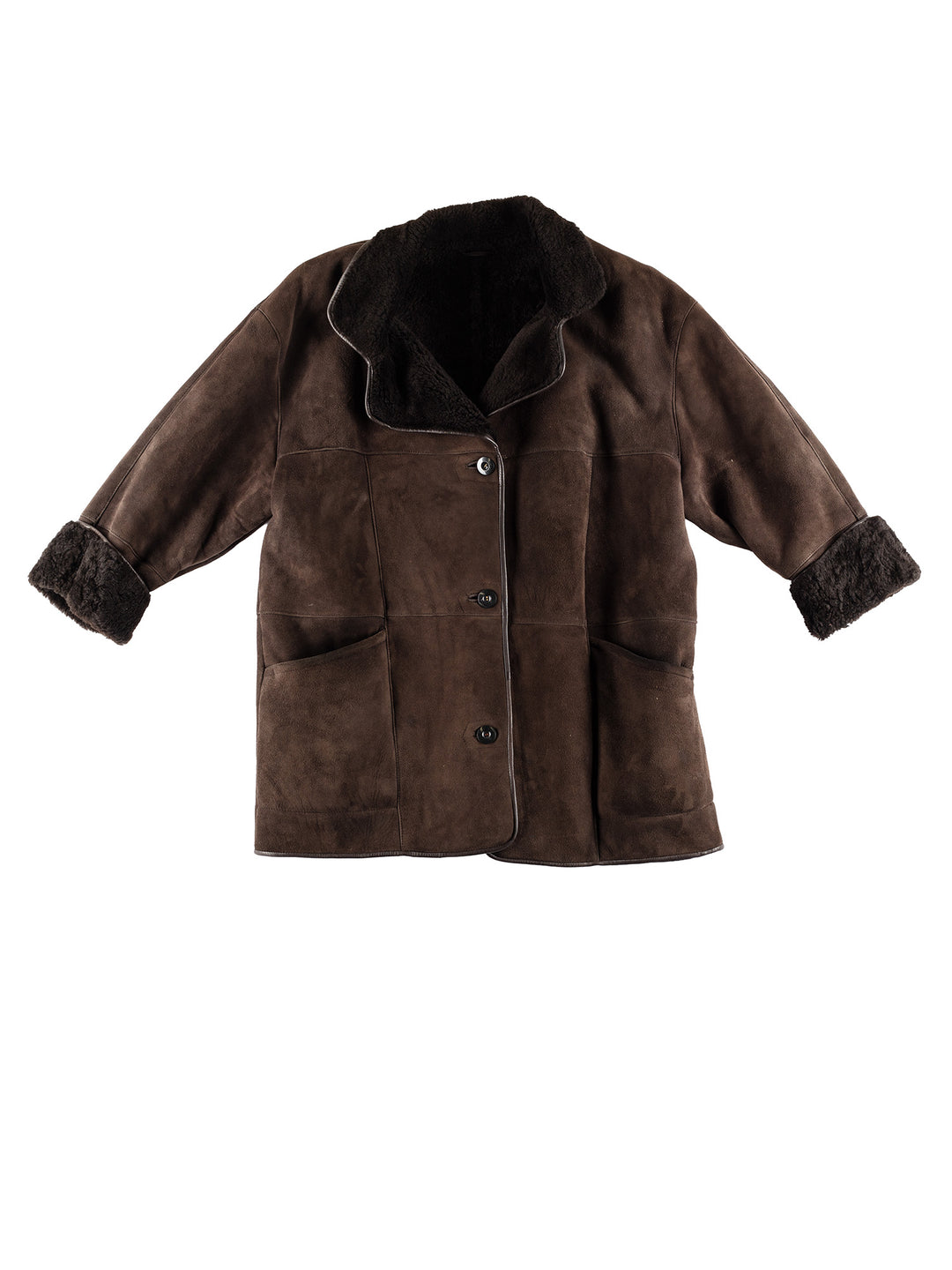 Vintage 80's Women Sheepskin Coat in BrownMN405