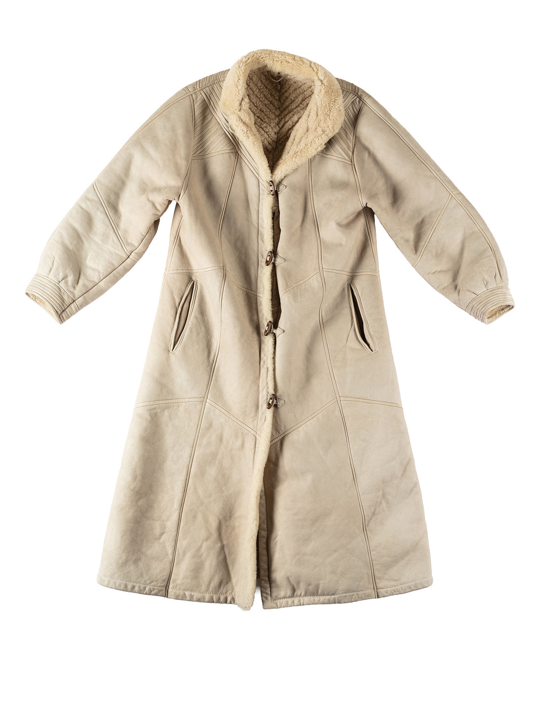 Vintage 70's Women Sheepskin Coat in BeigeMN295