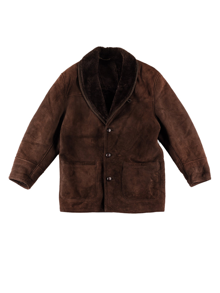 Vintage 80's Men Sheepskin Coat in BrownVN734