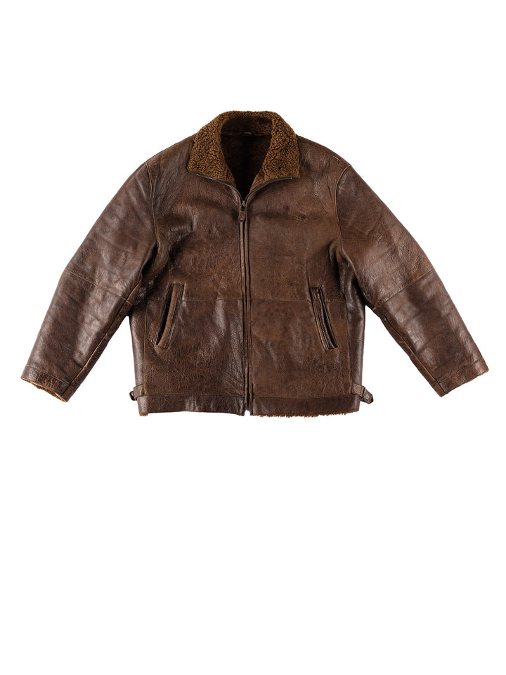 Vintage 80's Men Sheepskin Jacket in BrownVN638