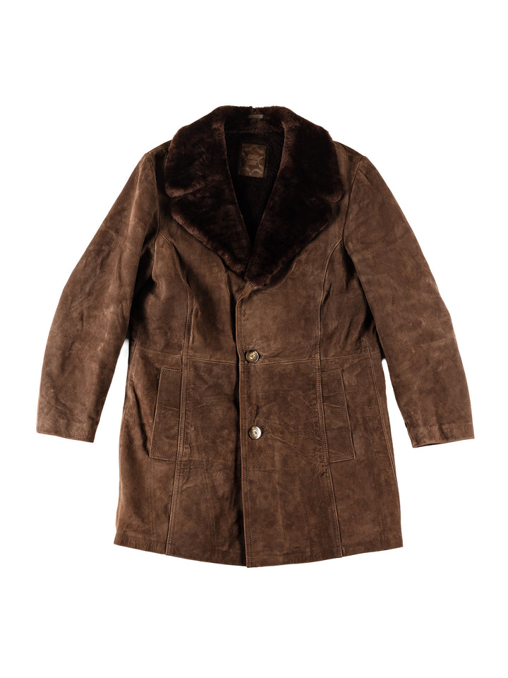 Vintage 70's Men Faux Sheepskin Coat in BrownVN679