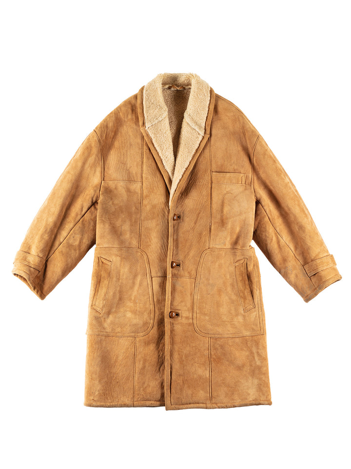 Vintage 80's Men Sheepskin Coat in BrownVN675