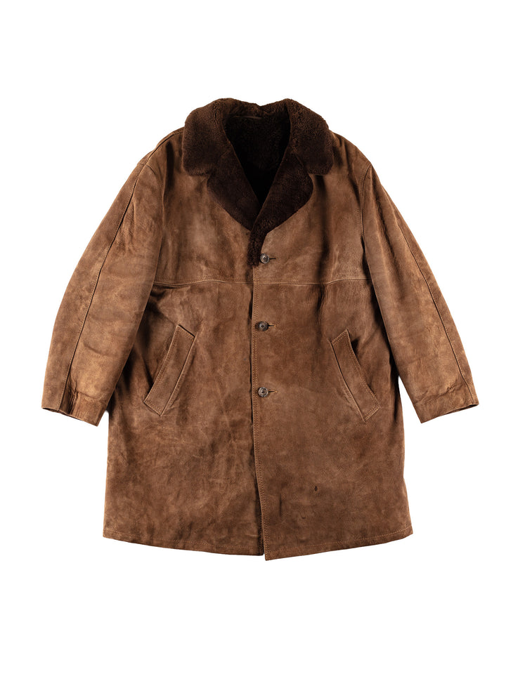 Vintage 80's Men Faux Sheepskin Coat in BrownVN716