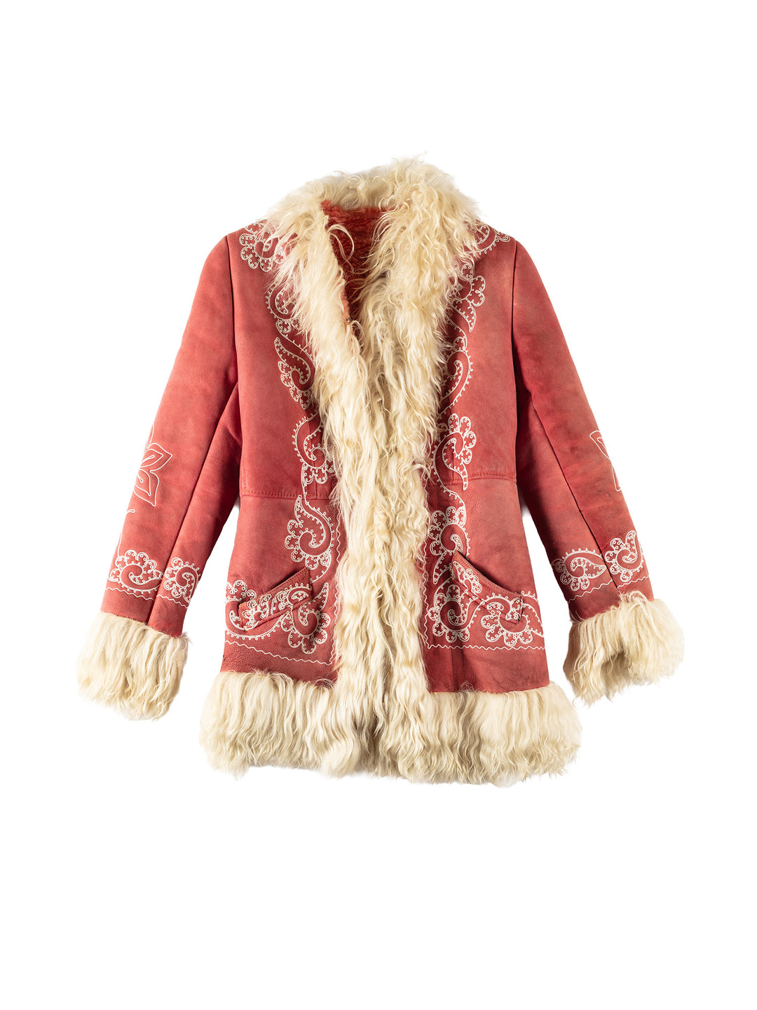 Vintage 70's Women Sheepskin Coat in RedMN587
