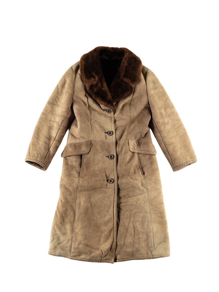 Vintage 70's Women Sheepskin Coat in BeigeMN745