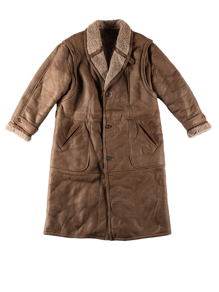 Vintage 80's Men Sheepskin Coat in BrownVN432
