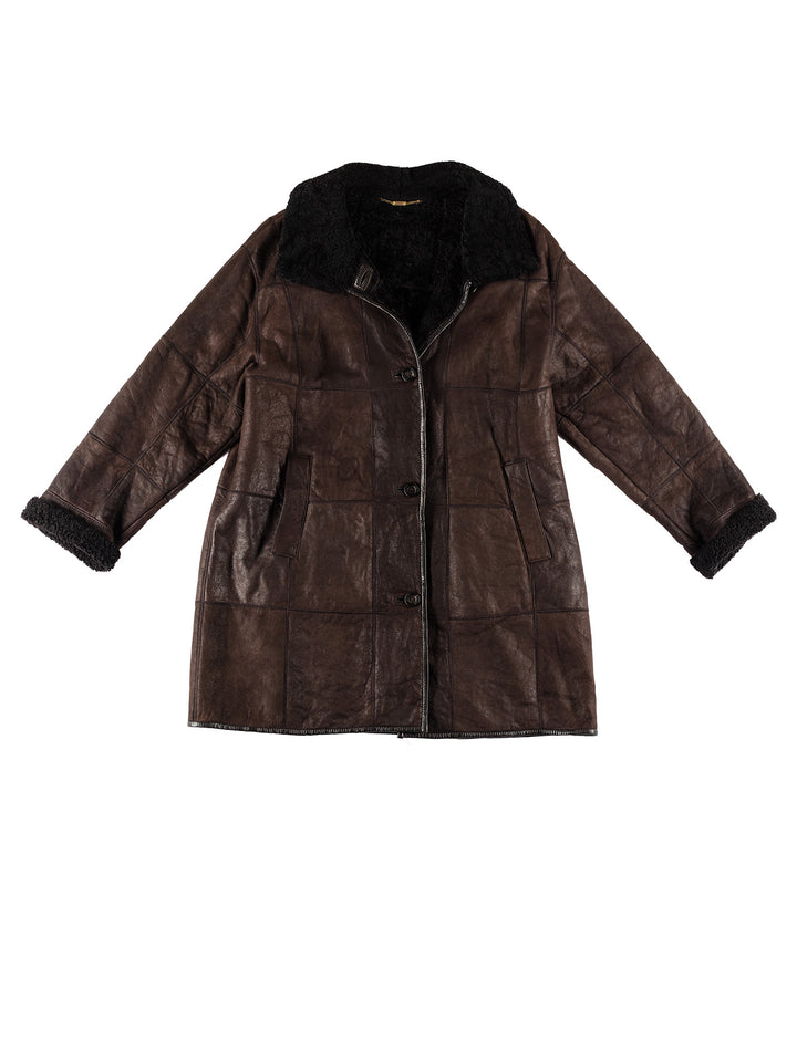 Vintage 80's Women Sheepskin Coat in BrownMN752