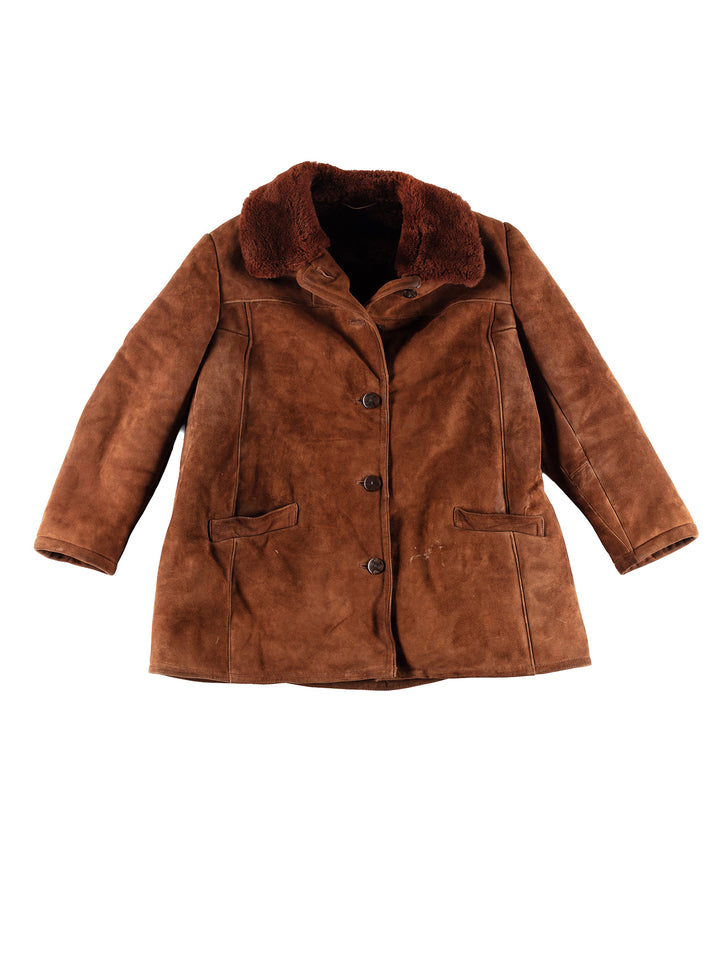 Vintage 80's Women Sheepskin Coat in BrownMN419