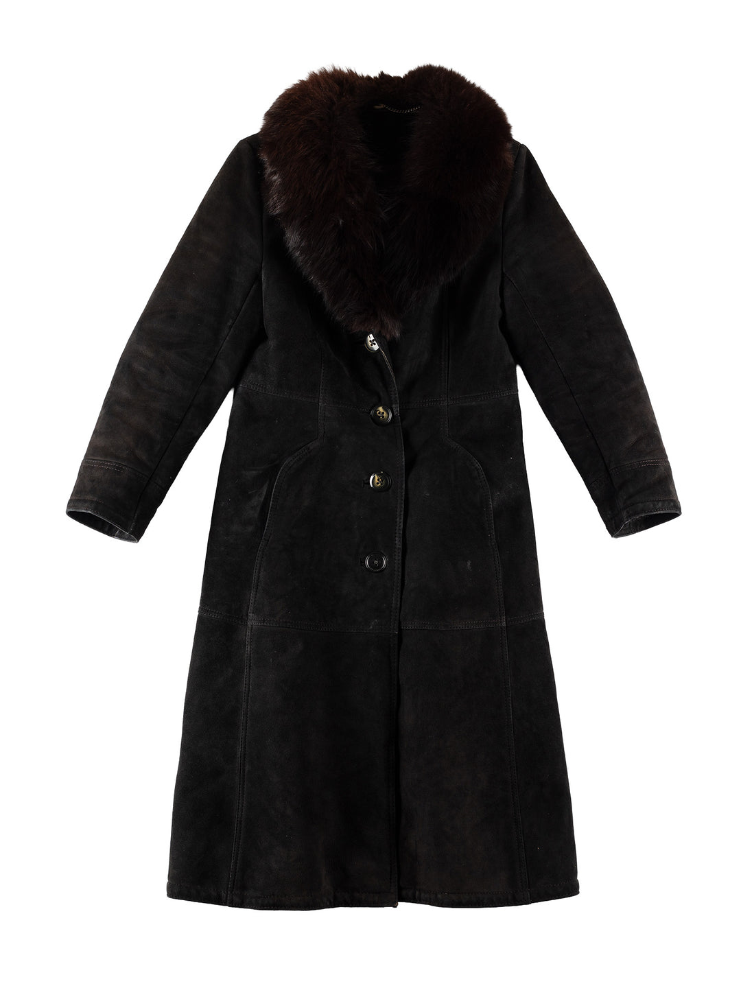 Vintage 70's Women Sheepskin Coat in BlackMN739