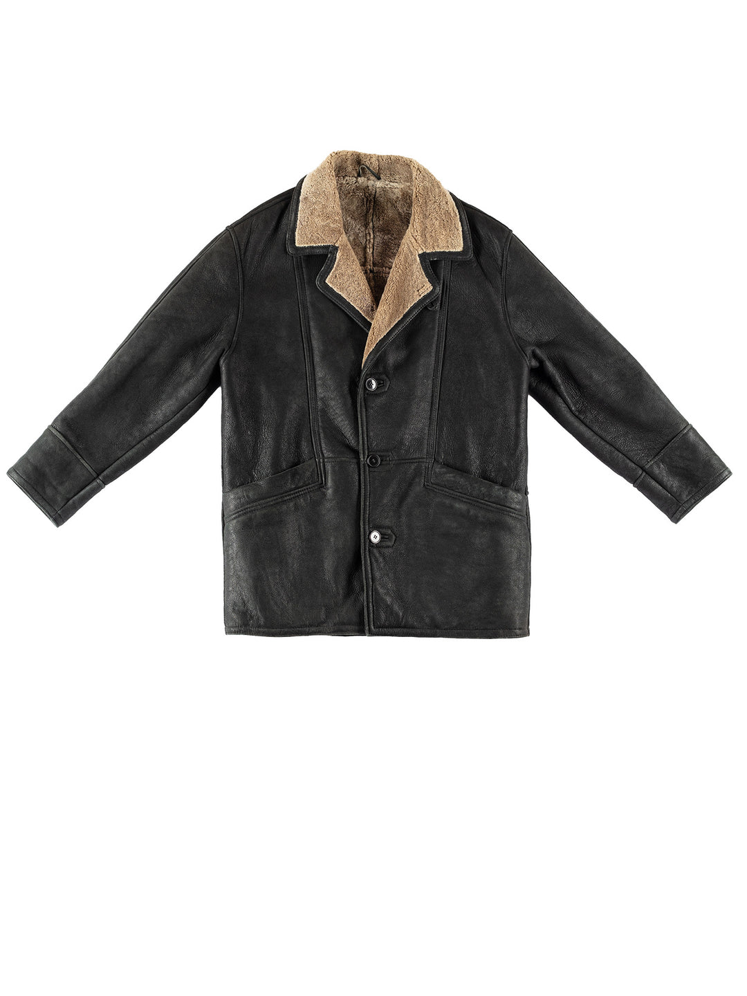 Vintage 80's Men Sheepskin Coat in BlackVN719