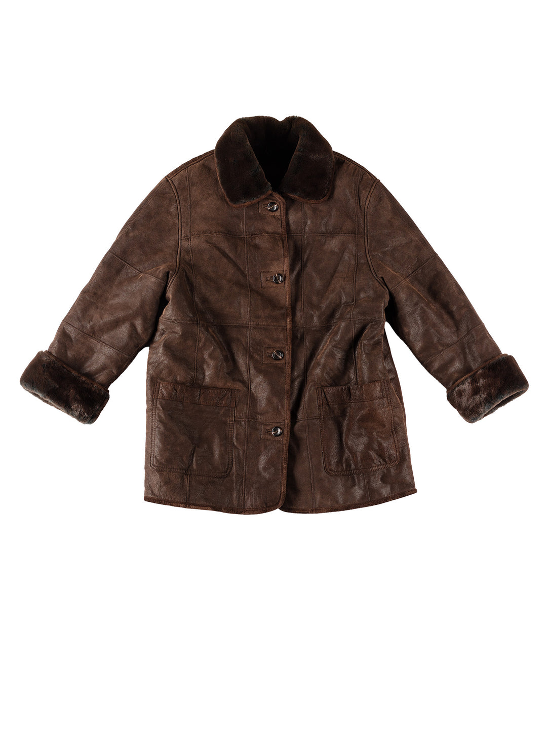 Vintage 90's Women Sheepskin Coat in BrownMN580
