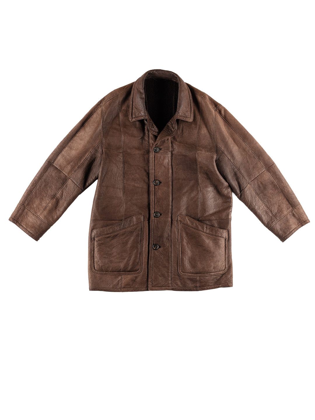 Vintage 80's Men Sheepskin Coat in BrownVN468