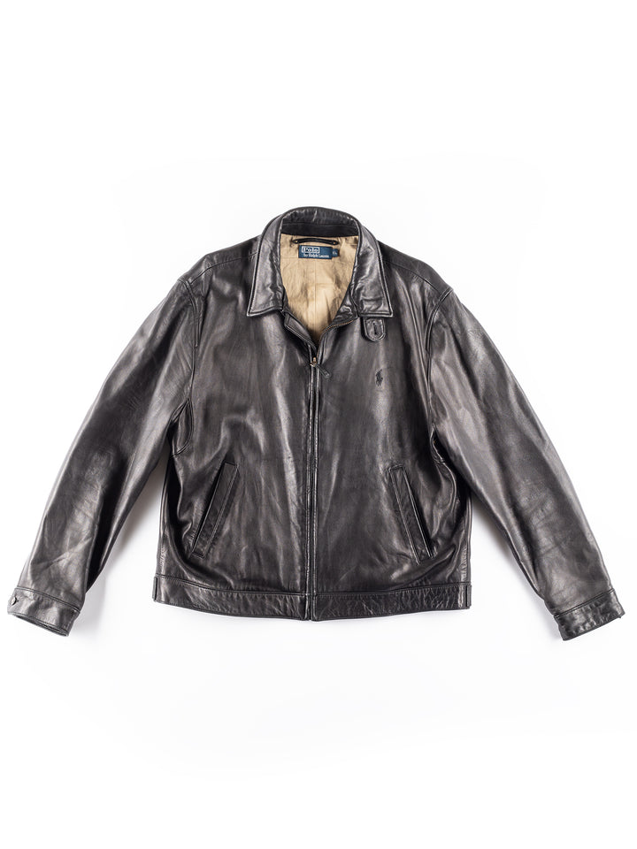 Vintage 2000. gadu vīriešu Ralph Lauren ādas jaka melnā krāsā