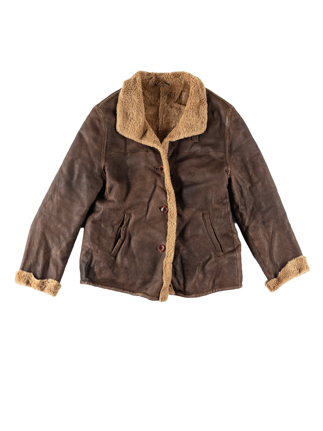 Vintage 80's Women Sheepskin Jacket in BrownMN595