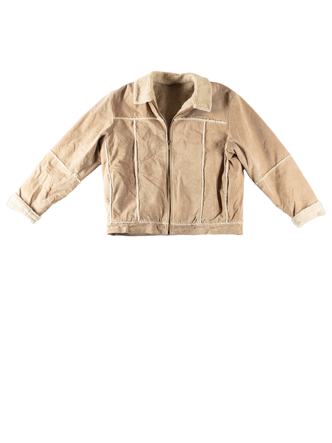 Vintage 90's Men Faux Sheepskin Jacket in BeigeVN379