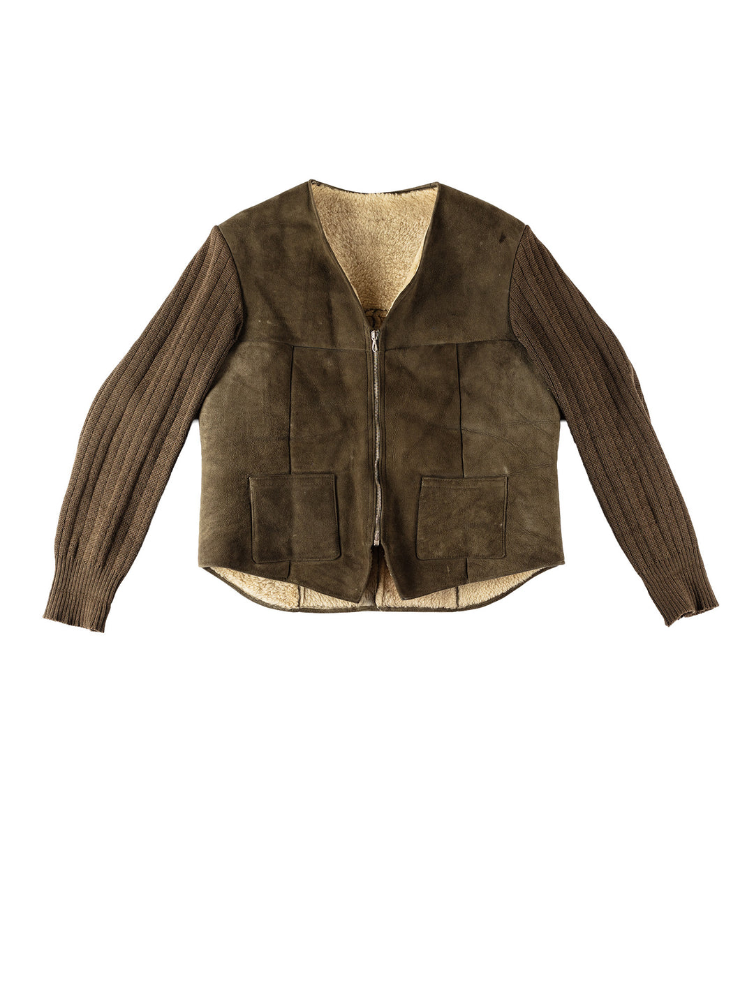 Vintage 80's Women Sheepskin Jacket in KhakiMN518