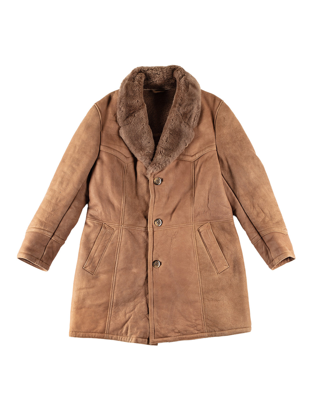 Vintage 70's Men Sheepskin Coat in BrownVN678