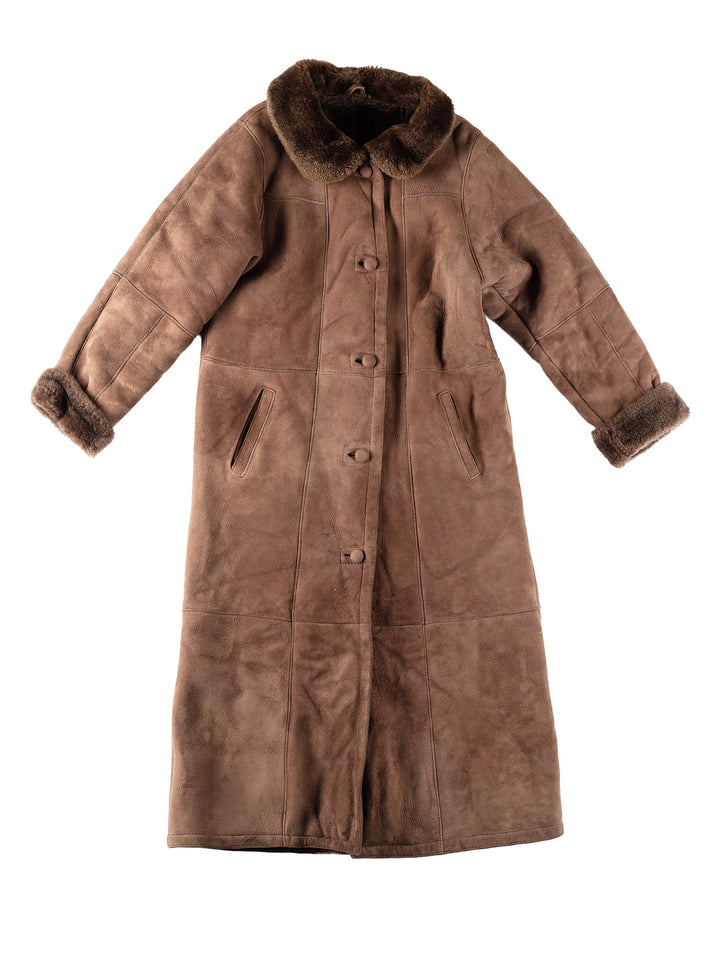 Vintage 80's Women Sheepskin Coat in BrownMN556