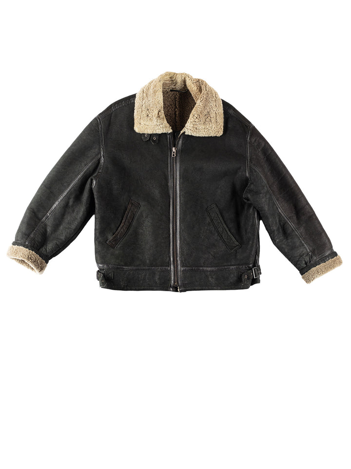 Vintage 80's Men Sheepskin Jacket in BlackVN272