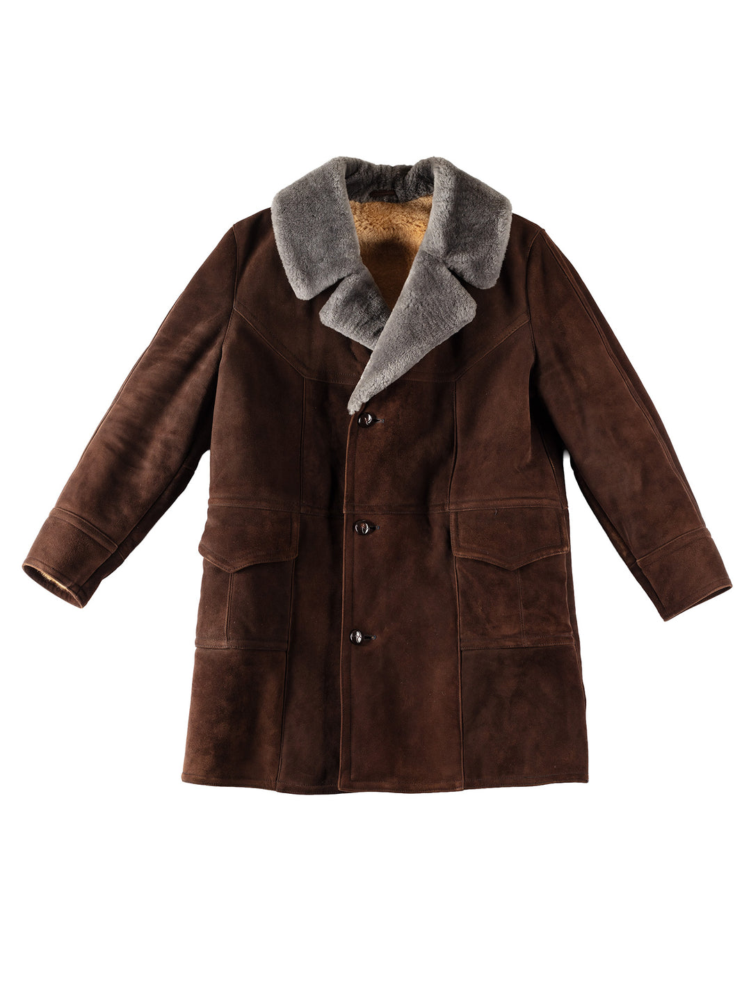 Vintage 70's Men Sheepskin Coat in BrownVN345