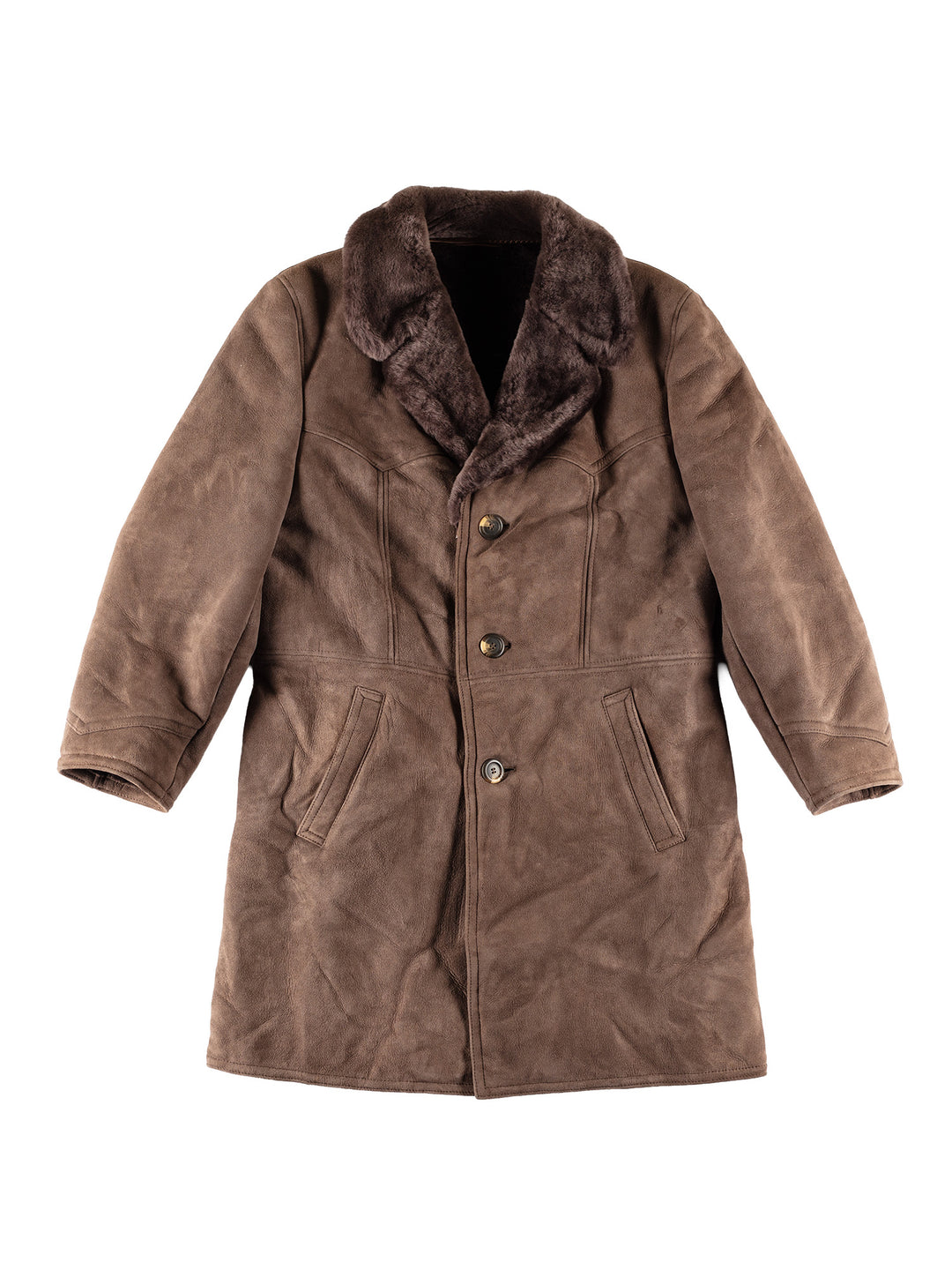Vintage 70's Men Sheepskin Coat in BrownVN745