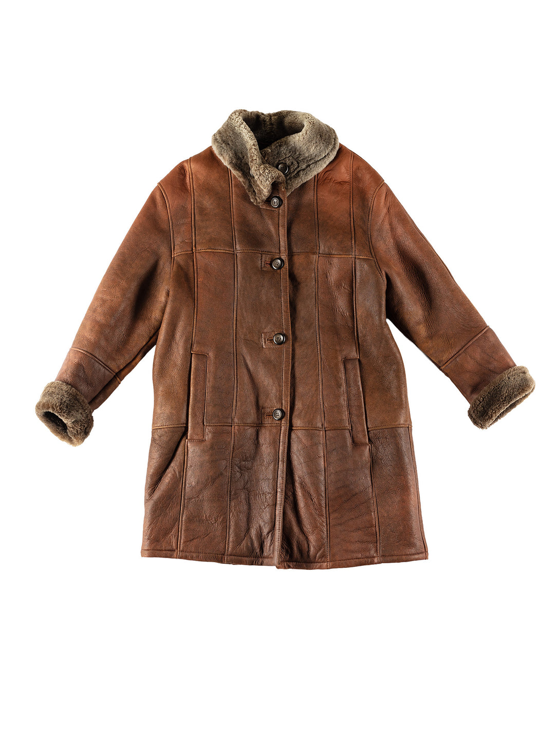 Vintage 80's Women Sheepskin Coat in BrownMN726