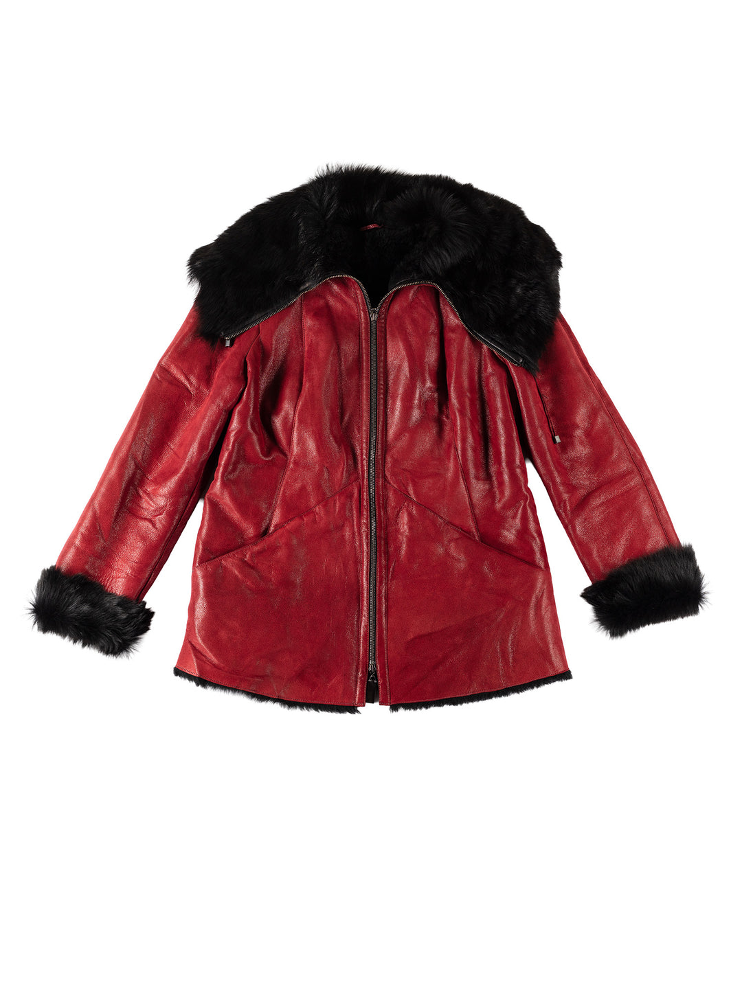 Vintage 70's Women Sheepskin Coat in RedMN562