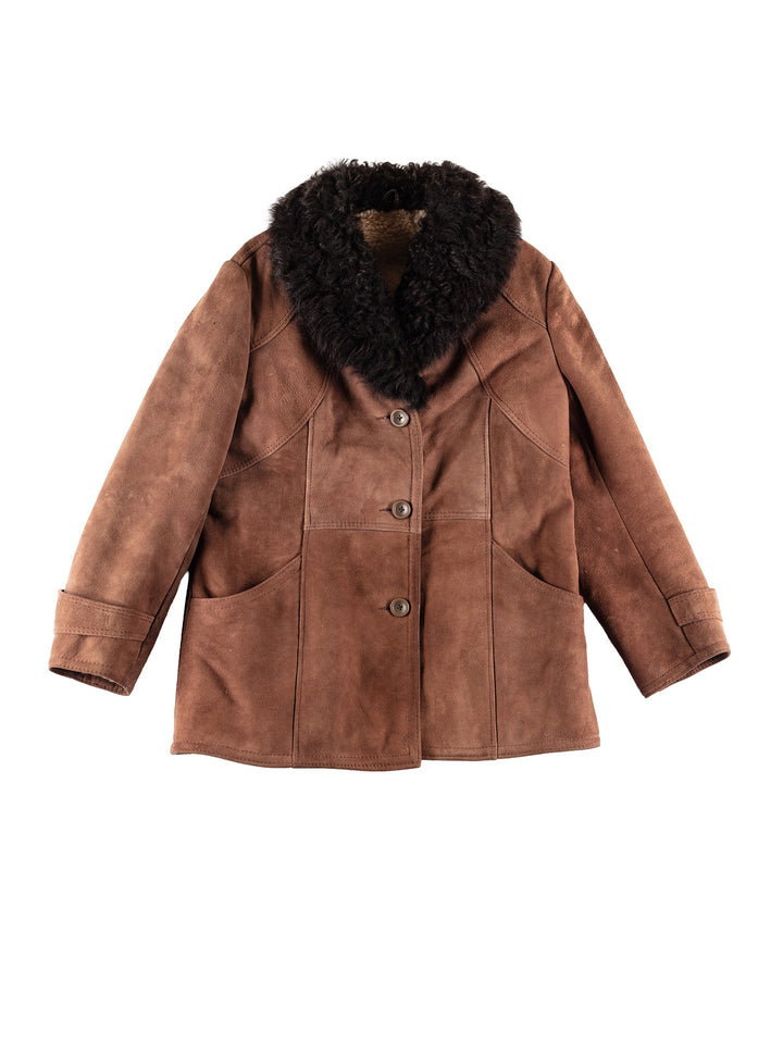 Vintage 70's Women Sheepskin Coat in BrownMN416