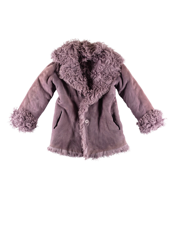 Vintage 70's Women Sheepskin Coat in PurpleMN486