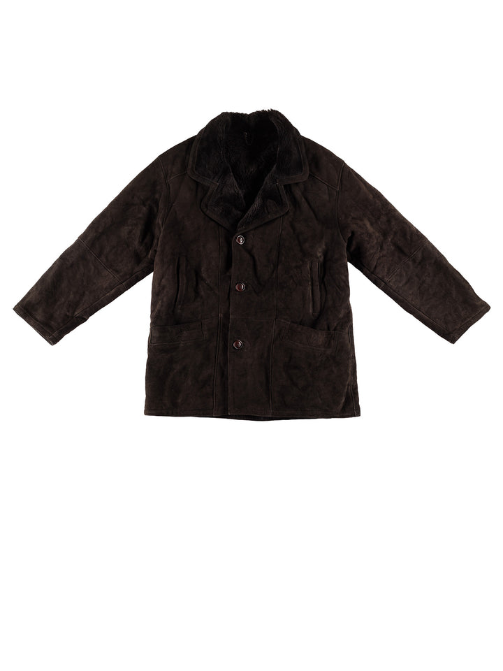 Vintage 80's Men Sheepskin Coat in BlackVN728
