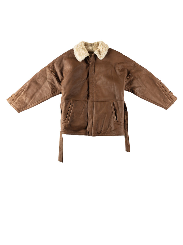 Vintage 80's Women Sheepskin Coat in BrownMN537