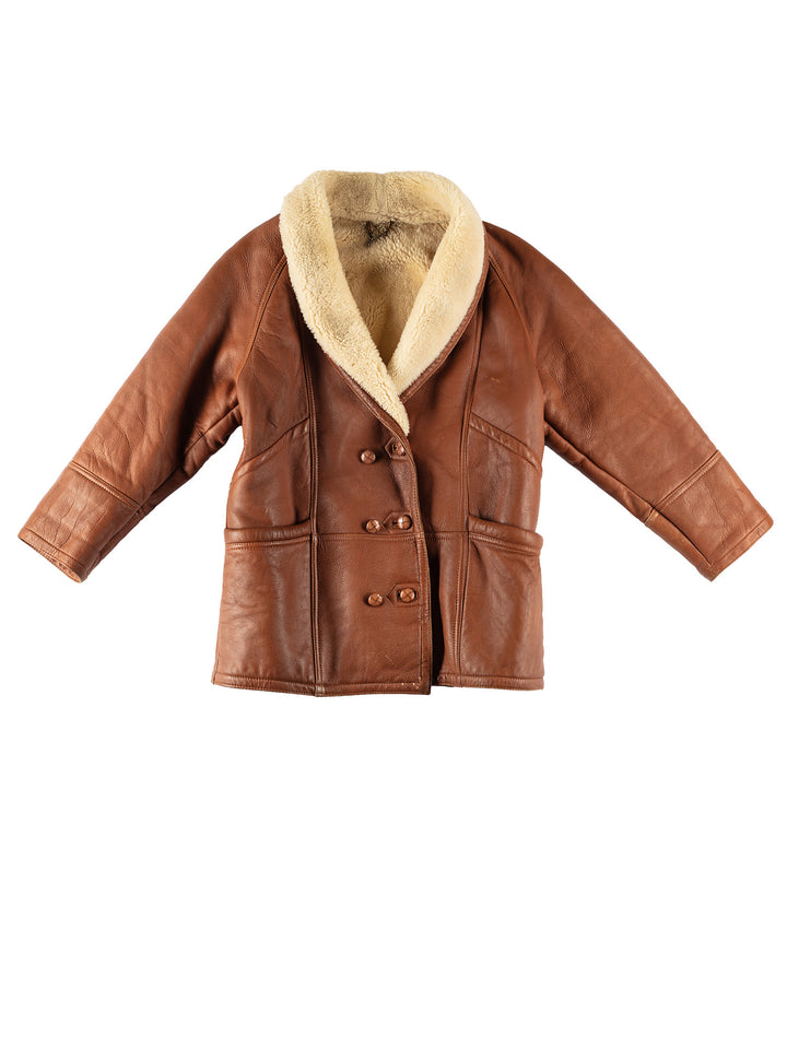 Vintage 80's Women Sheepskin Coat in BrownMN598