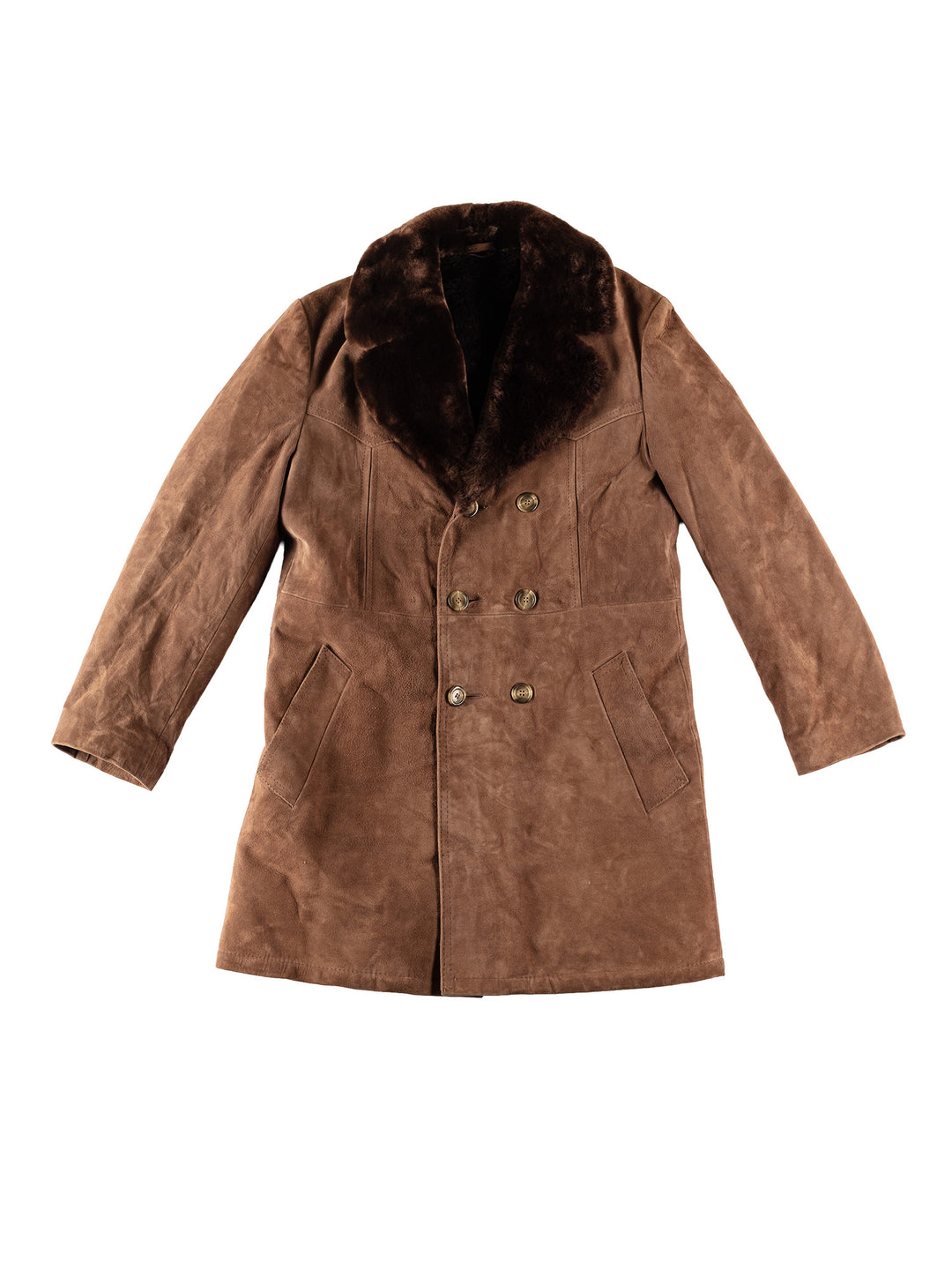 Vintage 70's Men Faux Sheepskin Coat in BrownVN598