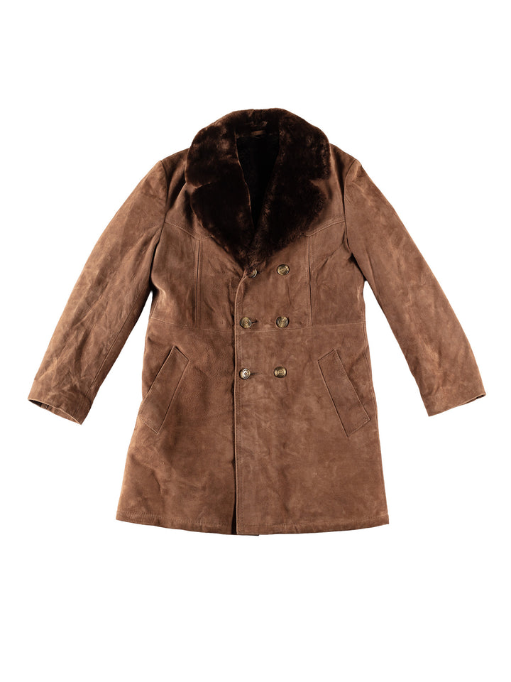 Vintage 70's Men Faux Sheepskin Coat in BrownVN598