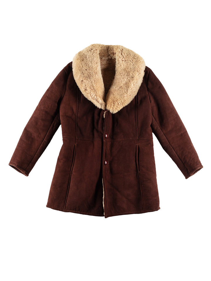 Vintage 70's Men Sheepskin Coat in BrownVN450