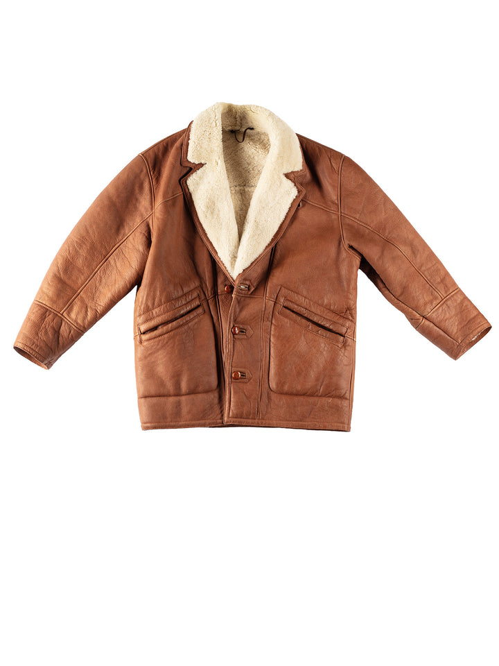 Vintage 80's Men Sheepskin Coat in BrownVN375