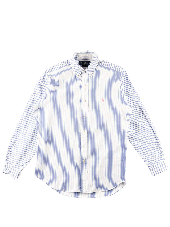 Vintage 90. gadu Vīriešu Ralph Lauren Zils Strīpains Krekls 