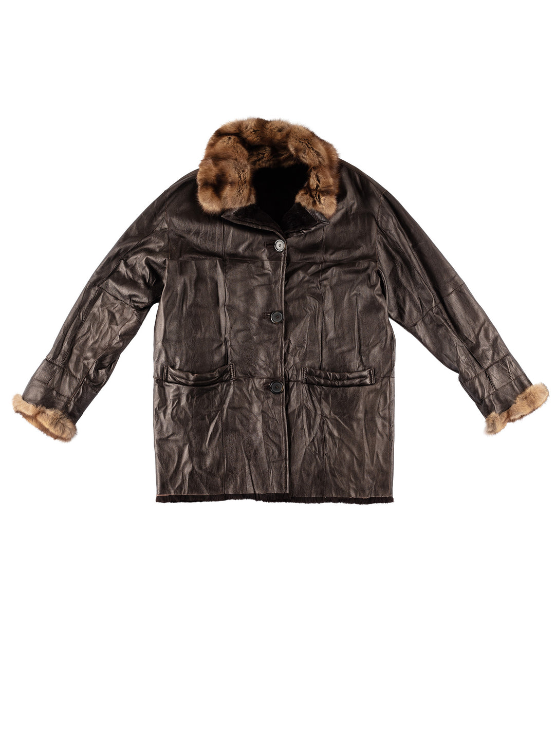 Vintage 80's Women Sheepskin Coat in BrownMN632