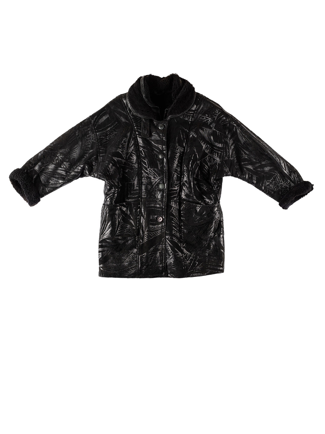 Vintage 80's Women Sheepskin Coat in BlackMN516