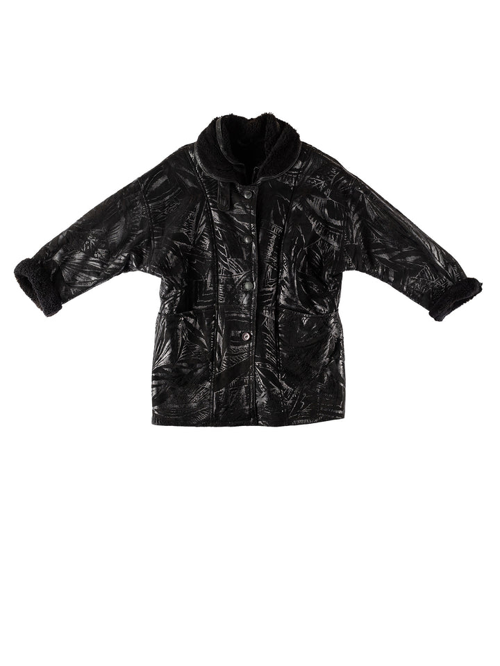 Vintage 80's Women Sheepskin Coat in BlackMN516